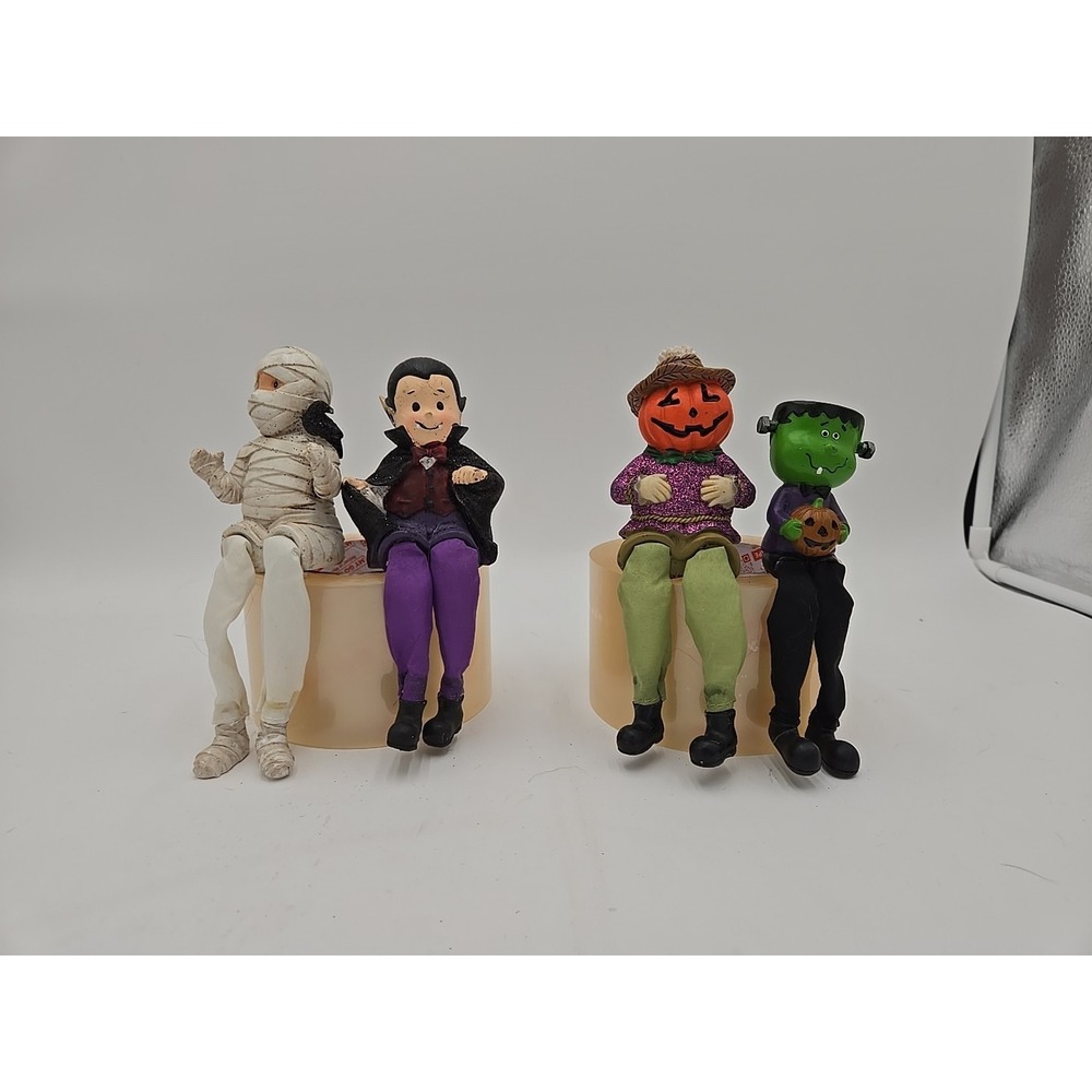 4 Universal Monsters Mummy Pumpkin Frankenstein Dracula Shelf Sitting Figures